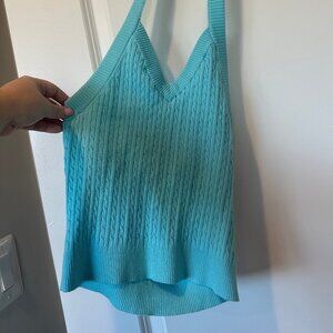 Vintage * White Label * Turquoise Knit Halter Top - Size XS